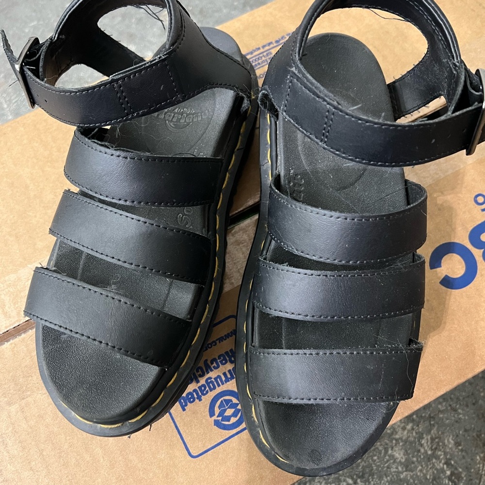 Dr. Martens Black Chunky Sandals with Velcro Closure